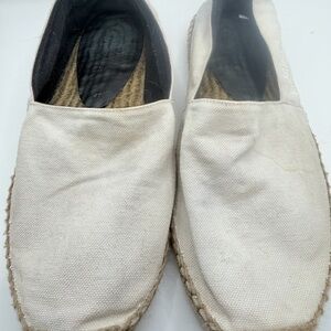 Saint Laurent White Canvas Espadrille Slip-Ons